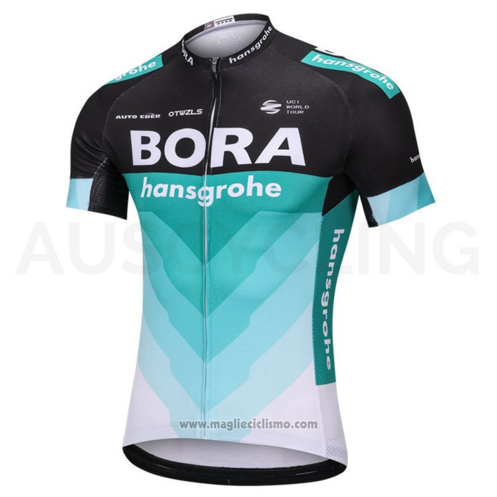 2018 Abbigliamento Ciclismo Bora Verde e Nero Manica Corta e Salopette